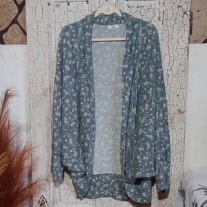 Cato Teal Floral Cardigan Sweater